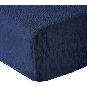 Anne de Solene Drap housse gaze de coton indigo 140x190 cm