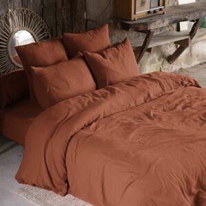 Actome Housse de couette unie 260x240 cm Gaze de coton terracotta