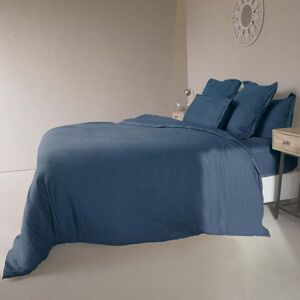 Febronie Housse de couette lin lave 260x240 bleu indigo