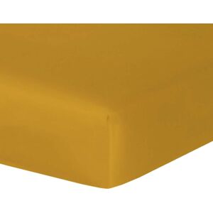 Febronie Drap housse satin de coton 180x200x40 jaune moutarde