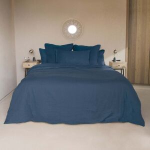 Febronie Housse de couette lin lave 200x200 bleu indigo