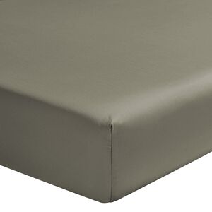 Alexandre Turpault Drap housse en satin de coton bio kaki 140x200