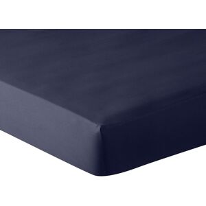 Anne de Solene Drap housse satin bleu fonce 140x200 cm