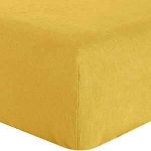 Housse De Reve Drap housse lin lave jaune 200x200 cm