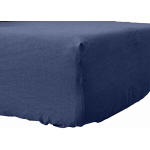 Housse De Reve Drap housse lin lave bleu cobalt 200x200 cm