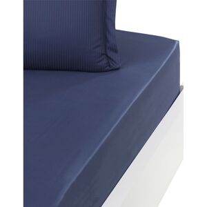 Sensei Maison Drap housse uni en satin de coton 120 fils bo marine 140x190 cm