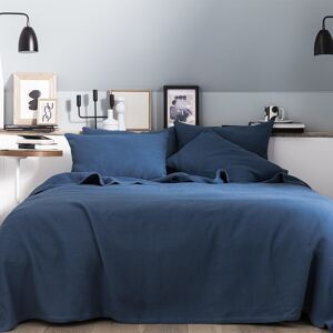 Essix Couvre-lit uni en jacquard de coton bleu 240x260