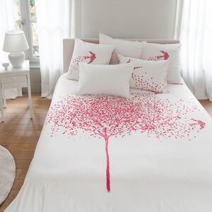 Carre Blanc Housse de couette percale de coton e coeurs rose 260x240