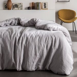 Today Housse de couette unie en lin gris clair 240x260