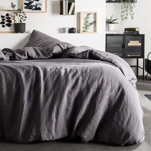 Today Housse de couette unie en lin gris anthracite 220x240