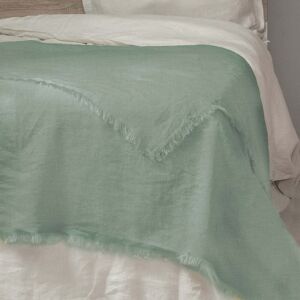 Febronie Jete de lit grand modele lin lave 180x260 vert de gris