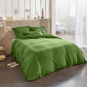 Housse De Reve Parure de lit 2 places en lin francais lave vert 220x240 cm