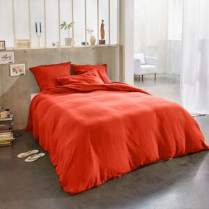 Housse De Reve Parure de lit 2 places en lin francais lave orange 240x260 cm