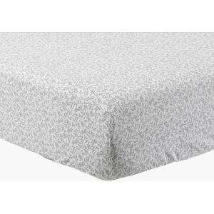 Carre Blanc Drap housse percale de coton imprime gris 160 x 200 cm