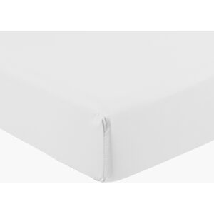 Carre Blanc Drap housse percale de coton blanc uni blanc 160 x 200 cm