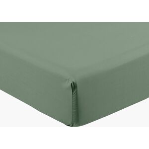 Carre Blanc Drap housse percale de coton thym grand bonnet uni vert 160 x 200 cm