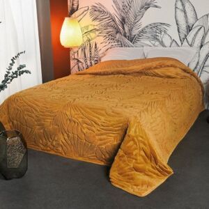 Linder Dessus de lit feuillages polyester moutarde 240x260cm