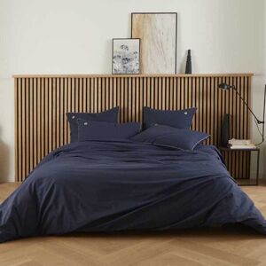 A demain Parure de lit unie en coton bio bleu nocturne 240x220