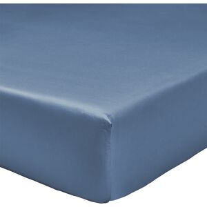 A demain Drap housse uni en satin de coton bleu marine 180x200