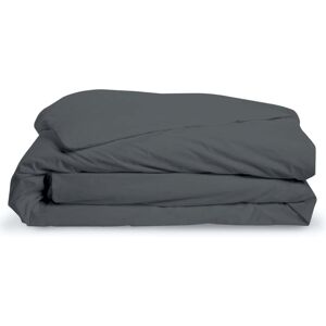 Bleu Calin Housse de couette unie en percale de coton anthracite 220x240cm