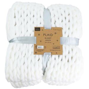 The Home Deco Factory Plaid grosses mailles chunky 120 x 150 cm blanc