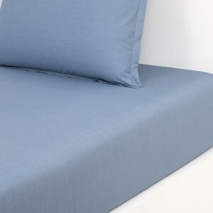 Olivier Desforges Drap housse en percale de coton bleu 180 x 200 cm