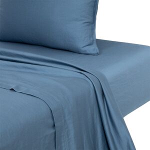 Olivier Desforges Drap plat en satin de coton lave bleu 180 x 290 cm