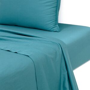 Olivier Desforges Drap plat en satin de coton lave bleu 180 x 290 cm