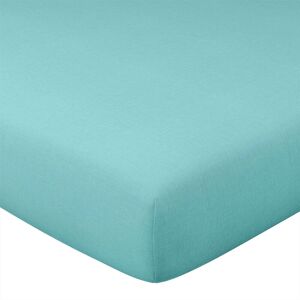 Becquet Drap-housse 140x200x28 bleu aqua en lin