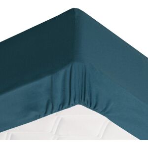 Becquet Drap-housse grand bonnet 180x200x32 bleu canard en coton