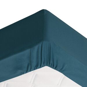 Becquet Drap-housse grand bonnet 160x200x32 bleu canard en coton