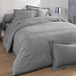 Becquet Housse de couette 140x200 gris galet en coton