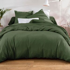 Becquet Housse de couette 140x200 vert kaki en coton