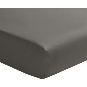 Essix Drap housse en satin de coton gris 140x200