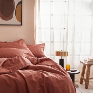 A demain Parure de lit unie en coton terracotta 240x220