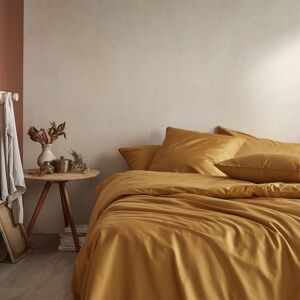 A demain Parure de lit unie en satin de coton ocre 240x220