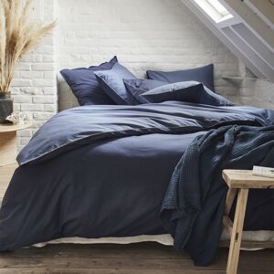 Essix Housse de couette bicolore en coton bleu 240x220