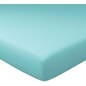 Becquet Drap-housse grand bonnet 140x190x32 bleu aqua en lin