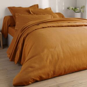 Becquet Housse de couette 140x200 marron noisette en lin