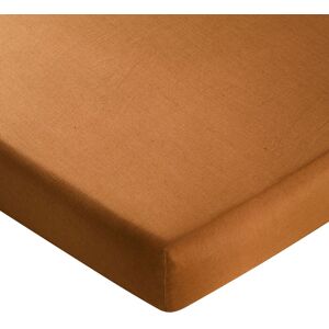 Becquet Drap-housse 140x200x28 marron noisette en lin