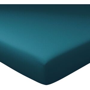 Becquet Drap-housse grand bonnet 160x200x40 bleu canard en coton