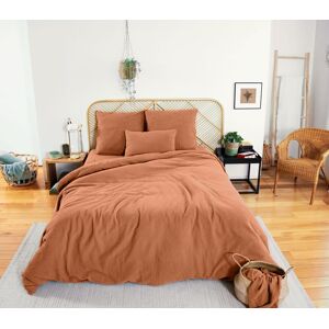 Côte Deco Parure de lit double gaze de coton 240 x 260 cm caramel