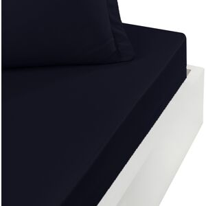 Sensei Maison Drap housse satin coton-tencel 200f bonnet 40 cm Bleu Nuit 160x200 cm