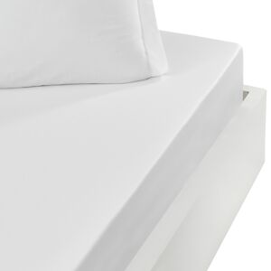 Sensei Maison Drap housse satin coton-tencel 200f bonnet 40 cm Blanc 140x190 cm