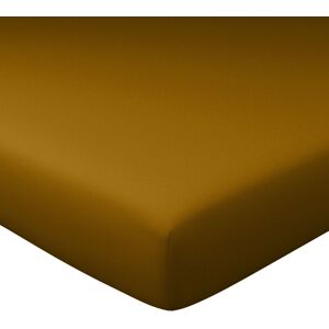 Becquet Drap-housse 140x190x28 marron caramel en coton