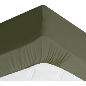 Becquet Drap-housse grand bonnet 90x190x32 vert kaki en lin