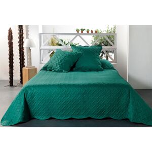 Linder Jeté de lit aux formes géométriques surpiquées polyester vert 260x250