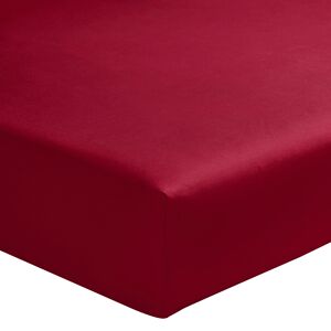 Essix Drap housse uni en percale de coton rouge 160x200