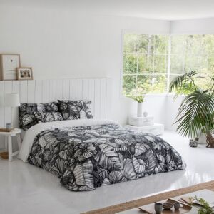 Ethere Housse de couette imprimé en percale Coton Noir 220x220 cm