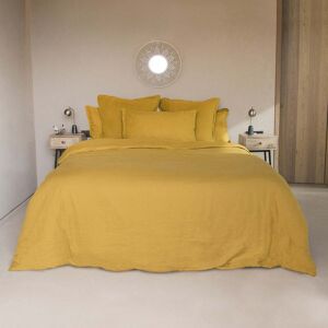 Febronie Housse de couette lin lavé 260x240 jaune moutarde